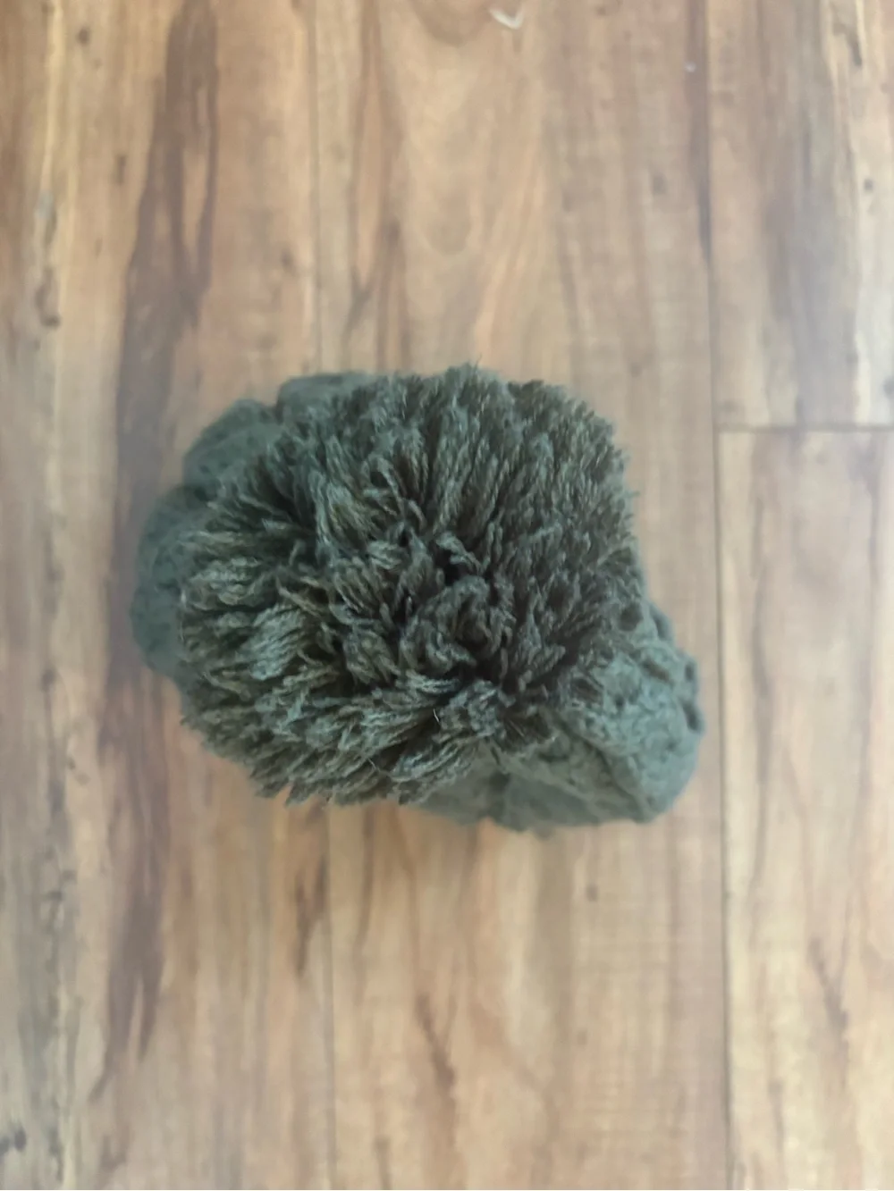 New Era Olive Green Cable Knit Pom Beanie with Star & Flag Patches